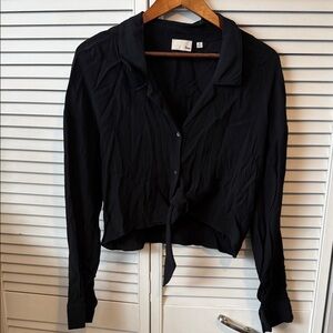 Wilfred Black Tie-Front Button-Down Shirt